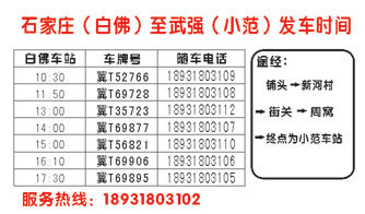 武强到石家庄（白佛）名片正面