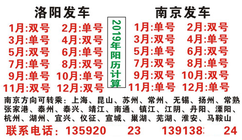 洛阳到南京名片正面