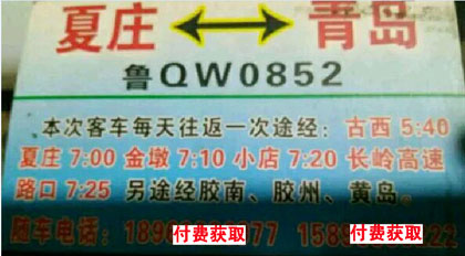 夏庄到青岛名片正面