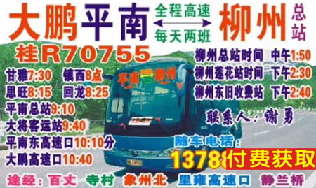 大鹏平南到柳州名片正面