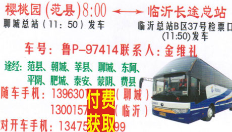 范县樱桃园到临沂名片正面